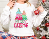 Merry Christmas Foil Trees Sweatshirt