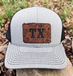 TX Texas Faux-Tooled Leatherette Patch Richardson Hat
