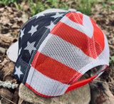 American Flag Hat with Texas Faux-Tooled Leatherette Patch