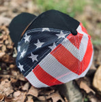 American Flag Hat with Freedom Leatherette Patch