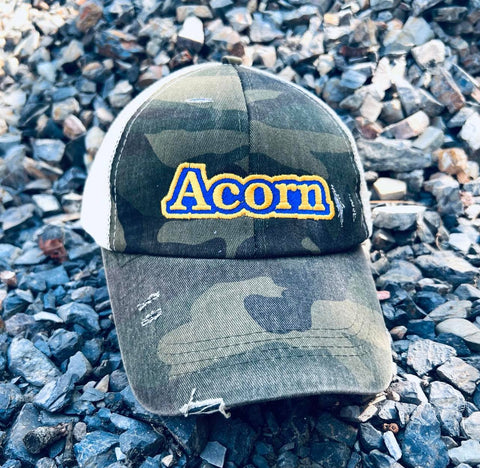 Acorn Embroidered Criss Cross Camo Hat