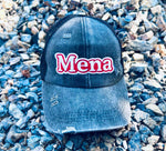 Mena Embroidered Criss Cross Black Hat