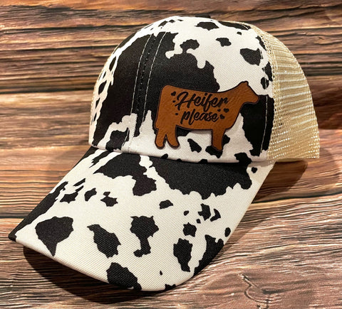 Heifer Please Black Cow Criss Cross Hat
