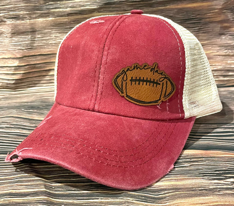 Red Game Day Football  Criss Cross Hat